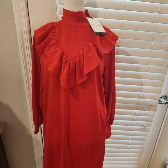 Who What Wear Vibrant Red Long Sleeve Blouse/Dress. NWT. Size Small. - Picture 1 of 12